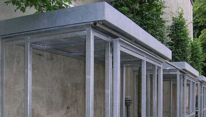 Detail Gerätehaus Fahrradgarage Edelstahl